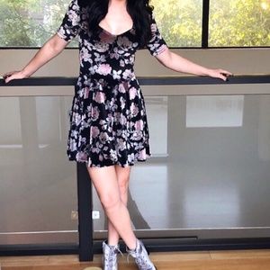 Urban Outfitters velvet flowery skater dress